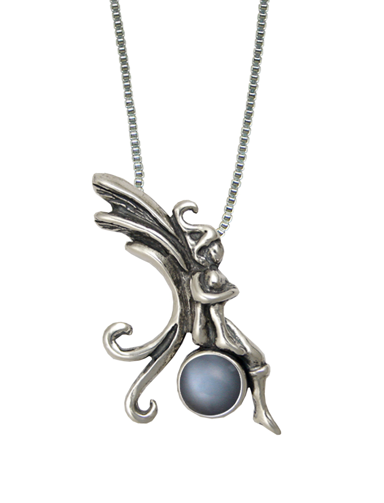 Sterling Silver Fairy Pendant With Grey Moonstone